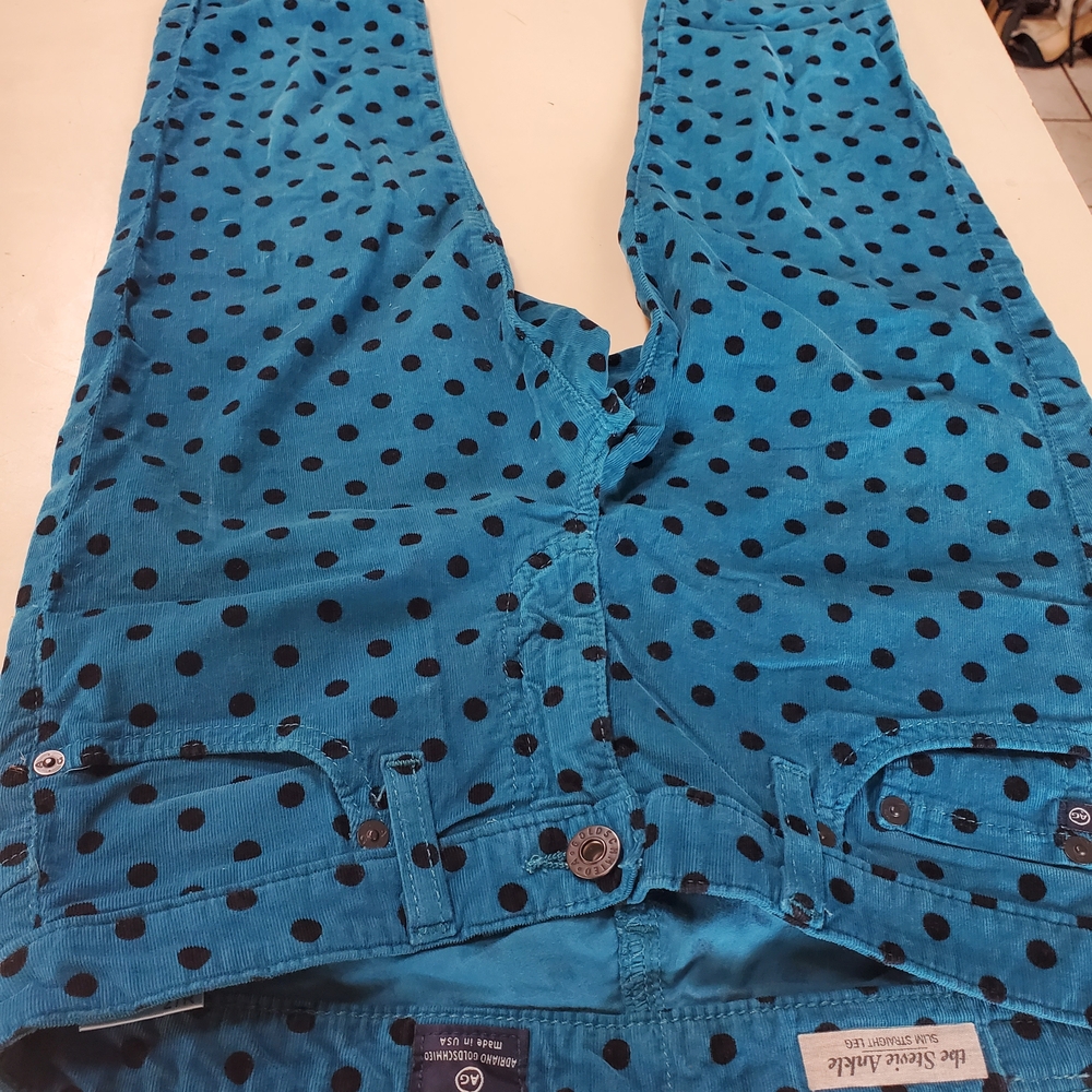 AG Adriano Goldschmied Blue Polka Dot Cropped Pants
